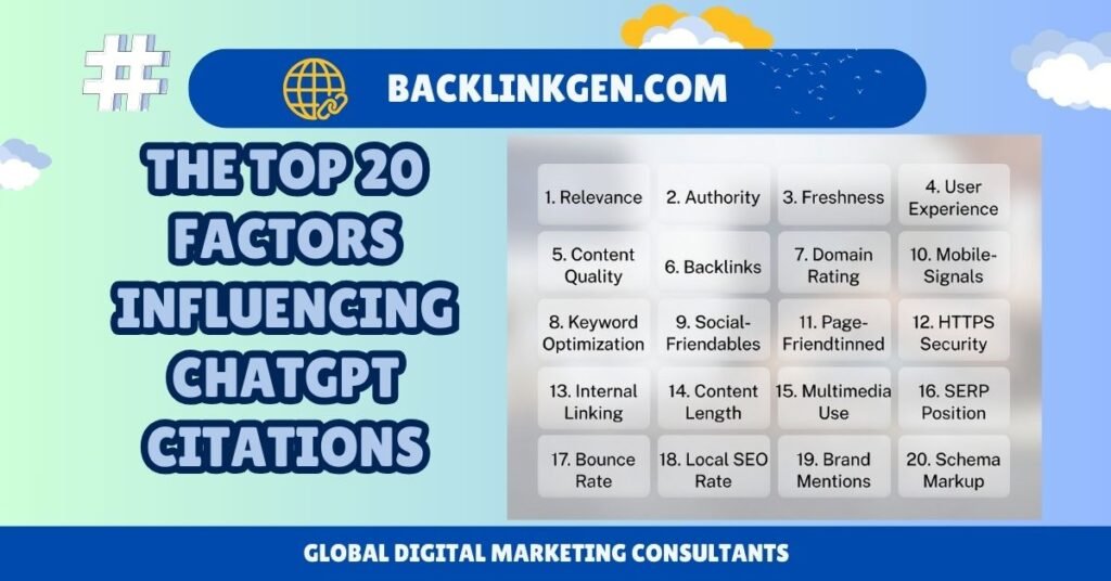 The Top 20 Factors Influencing ChatGPT Citations