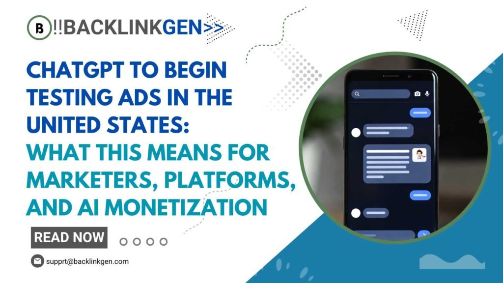 ChatGPT To Begin Testing Ads In The United States What This Means For Marketers, Platforms, And AI Monetization