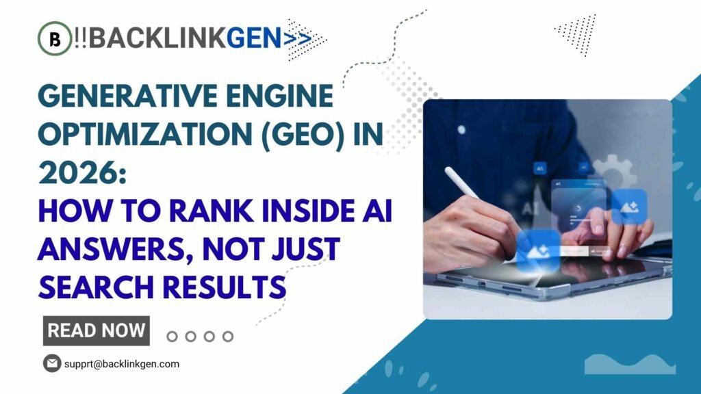 Generative Engine Optimization (GEO) in 2026 How to Rank Inside AI Answers, Not Just Search Results