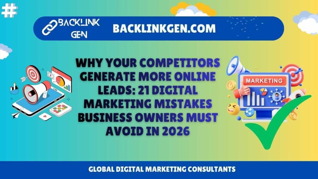 Why Your Competitors Generate More Online Leads: 21 Digital Marketing Mistakes Business Owners Must Avoid in 2026