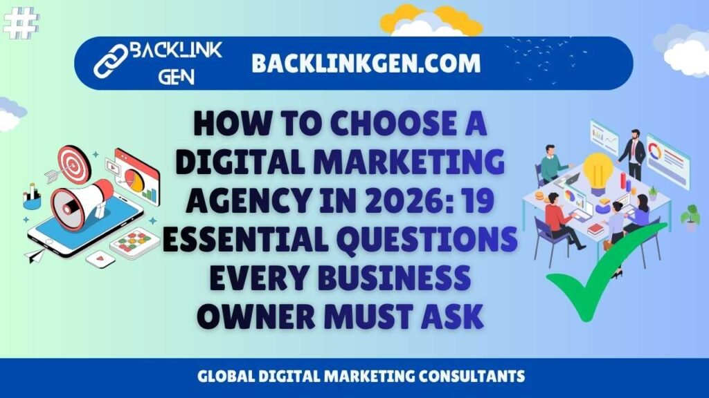 How to Choose a Digital Marketing Agency in 2026: 19 Essential Questions Every Business Owner Must Ask