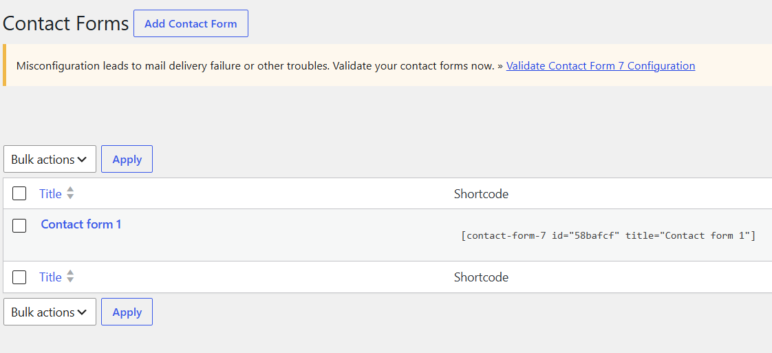 Contact Form 7 Configuration